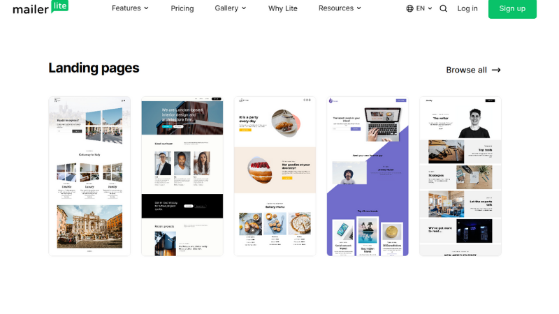 mailerlite landing page